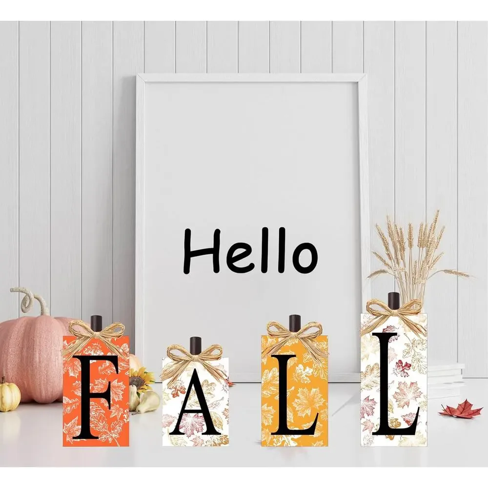 Fall Decorations Thanksgiving Farmhouse Table Sign Block Set Autumn Decor
